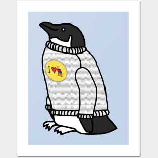 Animals in Clothes Penguin Wearing a Cozy Sweater Posters and Art